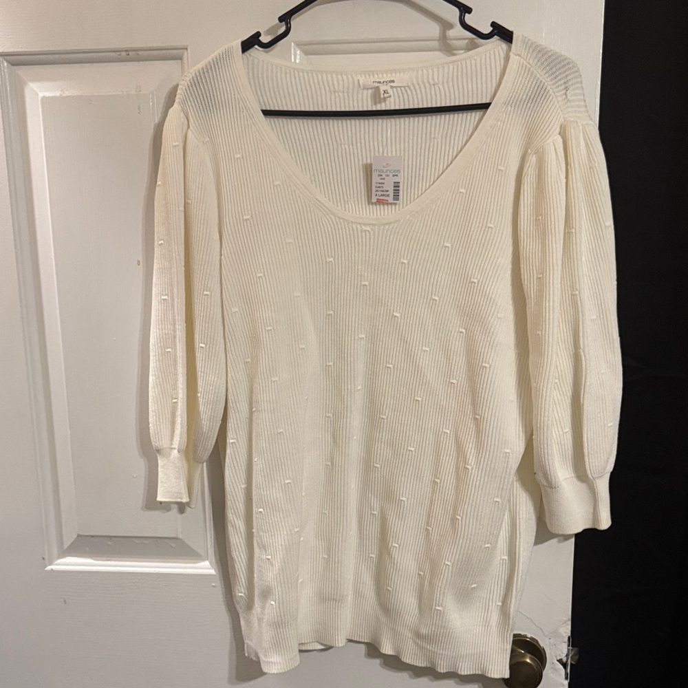Elegant White Maurices NWT Sweater